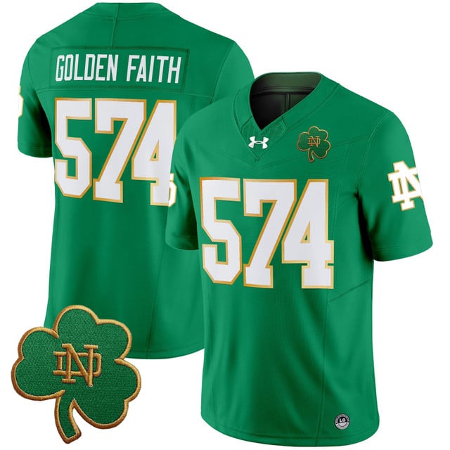 Men's Notre Dame Fighting Irish 2025 Vapor Limited Jersey V3 green #574 Golden faith