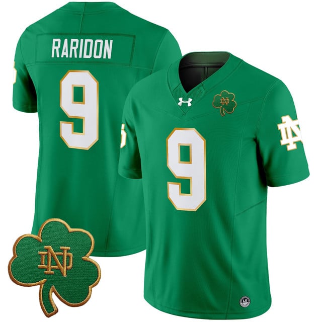 Men's Notre Dame Fighting Irish 2025 Vapor Limited Jersey V3 green #9 Eli Raridon