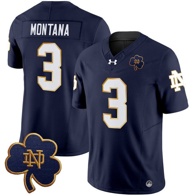 Men's Notre Dame Fighting Irish 2025 Vapor Limited Jersey V3 navy #3 Joe Montana