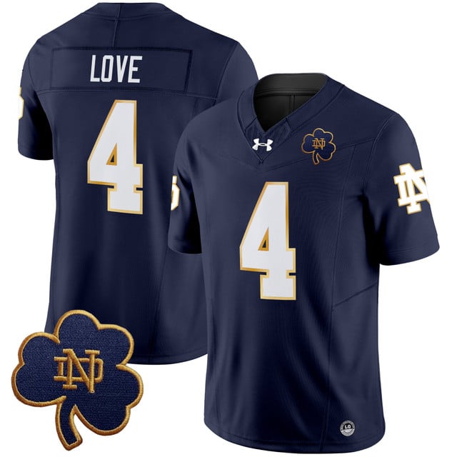 Men's Notre Dame Fighting Irish 2025 Vapor Limited Jersey V3 navy #4 Jeremiyah Love