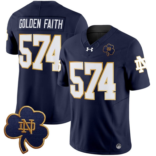Men's Notre Dame Fighting Irish 2025 Vapor Limited Jersey V3 navy #574 Golden faith