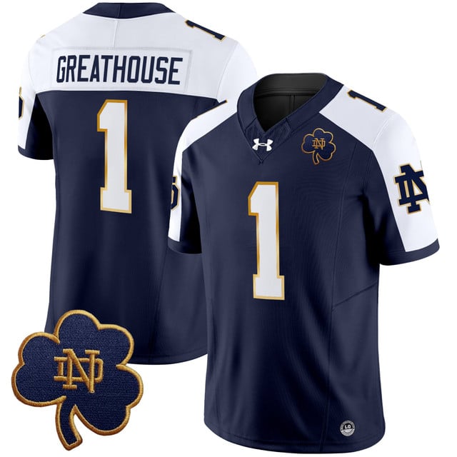 Men's Notre Dame Fighting Irish 2025 Vapor Limited Jersey V3 navy alternate #1 Jaden Greathouse