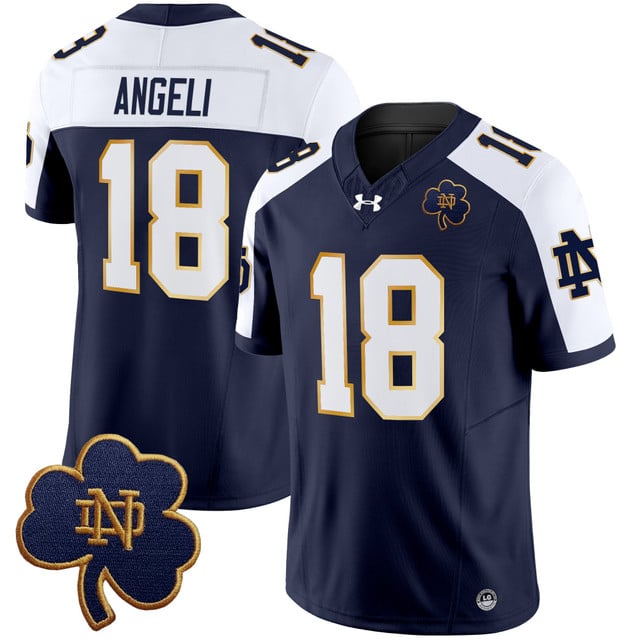 Men's Notre Dame Fighting Irish 2025 Vapor Limited Jersey V3 navy alternate #18 Steve Angeli
