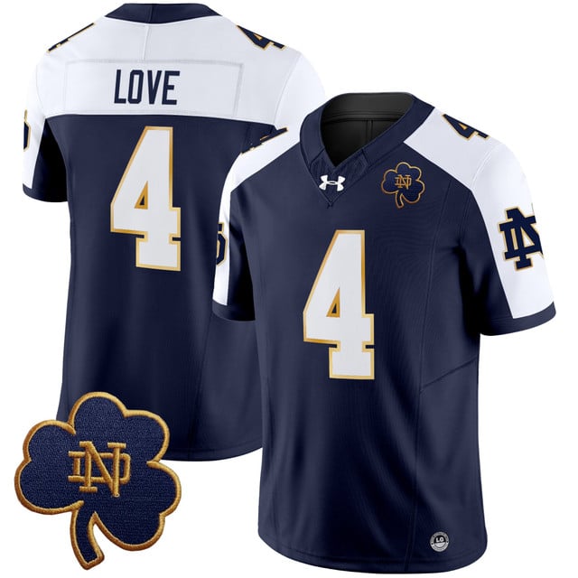 Men's Notre Dame Fighting Irish 2025 Vapor Limited Jersey V3 navy alternate #4 Jeremiyah Love