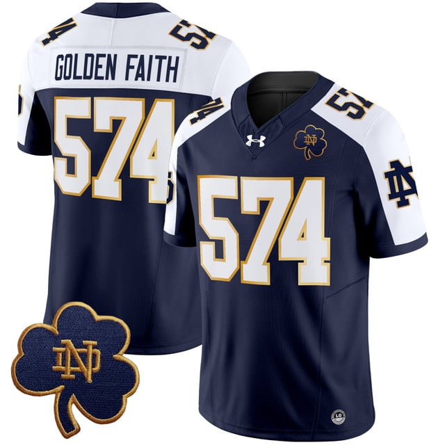 Men's Notre Dame Fighting Irish 2025 Vapor Limited Jersey V3 navy alternate #574 Golden faith