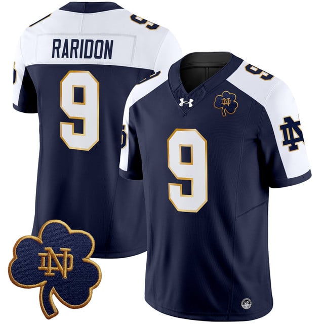 Men's Notre Dame Fighting Irish 2025 Vapor Limited Jersey V3 navy alternate #9 Eli Raridon