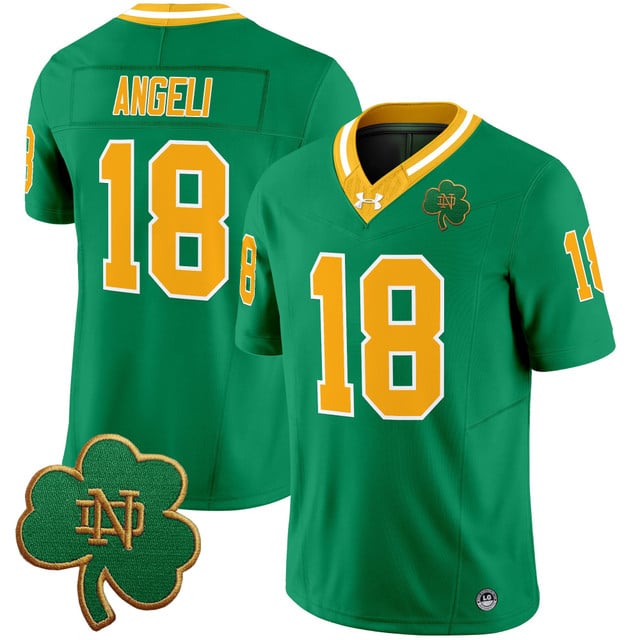 Men's Notre Dame Fighting Irish 2025 Vapor Limited Jersey V3 throwback #18 Steve Angeli
