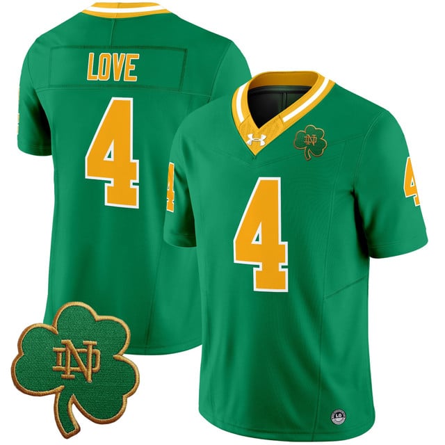 Men's Notre Dame Fighting Irish 2025 Vapor Limited Jersey V3 throwback #4 Jeremiyah Love