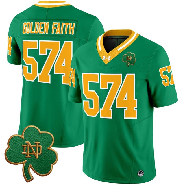 Men's Notre Dame Fighting Irish 2025 Vapor Limited Jersey V3 throwback #574 Golden faith