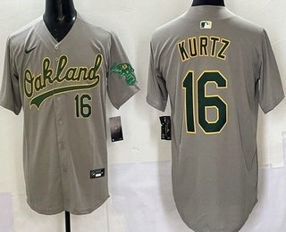 Men's Oakland Athletics #16 Nick Kurtz Gray Limited Jersey