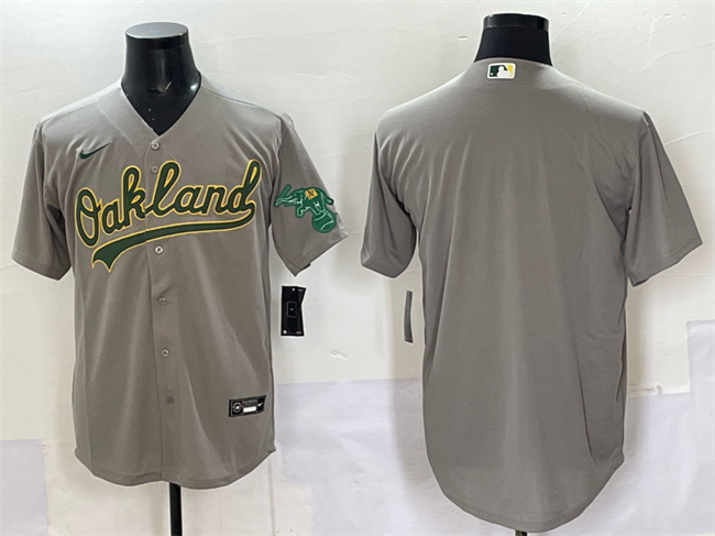 Men's Oakland Athletics Blank Grey Cool Base Stitched Baseball Jersey