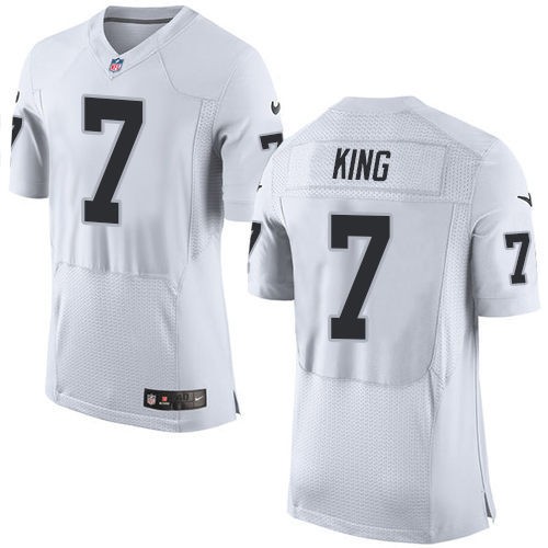 Men's Oakland Raiders #7 Marquette King NEW Logo White Road Nike Elite Jerse