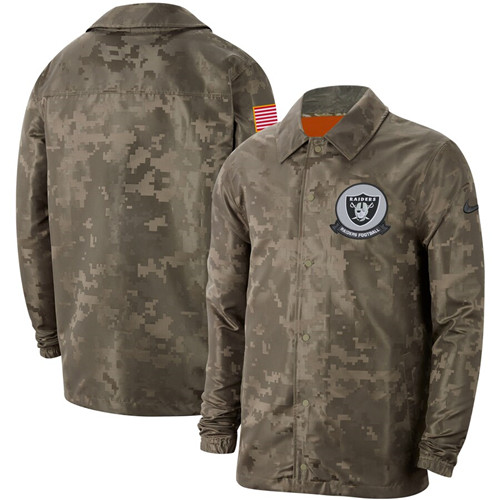 Men's Oakland Raiders Nike Camo 2019 Salute To Service Sideline Full Zip Lightweight Jacket