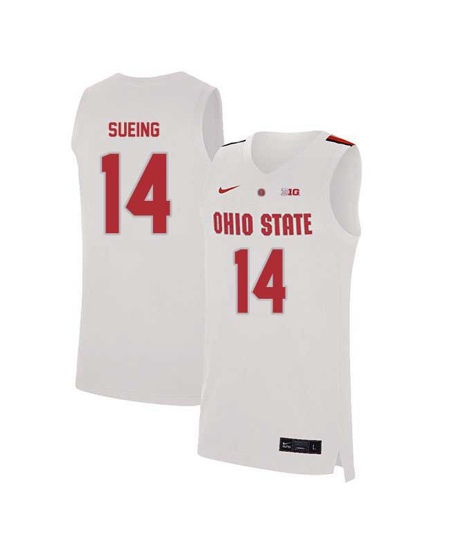 Men's Ohio State Buckeyes #14 Justice Sueing Nike White 2020 College Basketball Jersey