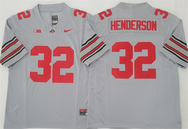 Men's Ohio State Buckeyes #32 TreVeyon Henderson Gray 2025 F.U.S.E. Limited Stitched Jersey