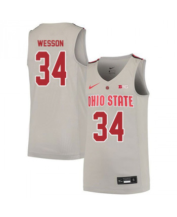 Men's Ohio State Buckeyes #34 Kaleb Wesson Nike Grey 2020 College Basketball Jersey