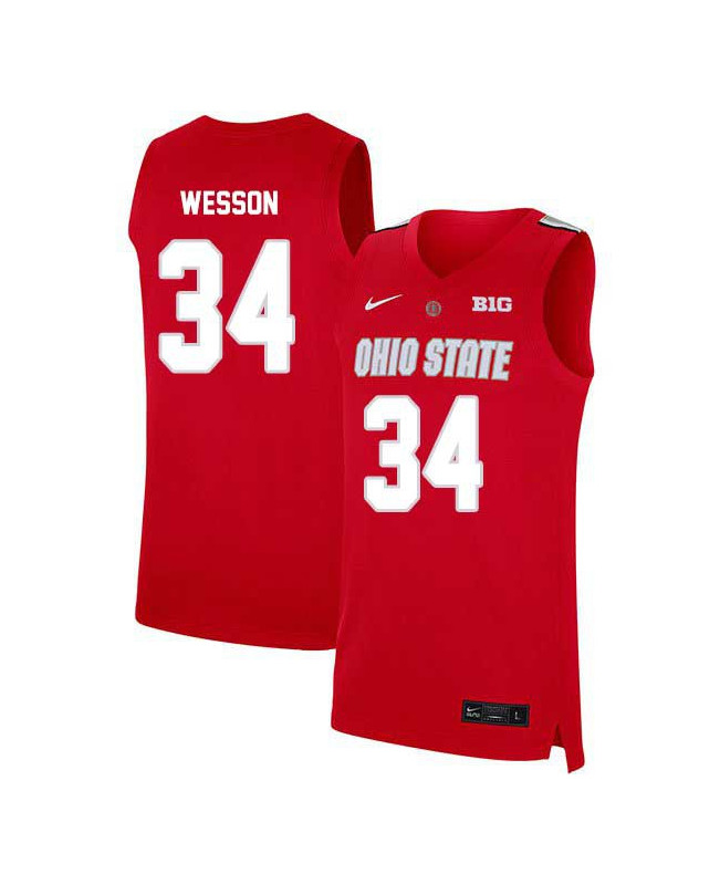 Men's Ohio State Buckeyes #34 Kaleb Wesson Nike Scarlet 2020 College Basketball Jersey