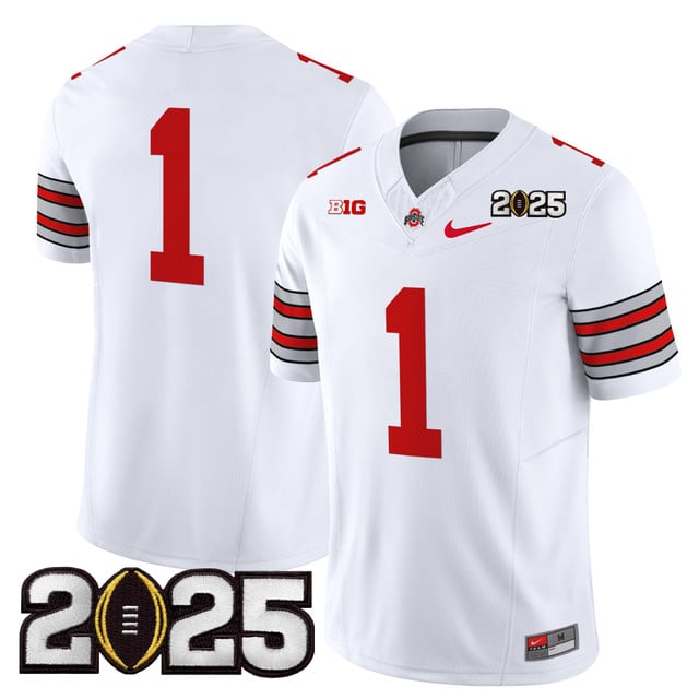 Men's Ohio State Buckeyes 'Heritage Stripe' 2025 CFP Final Patch Vapor Limited Jersey #1