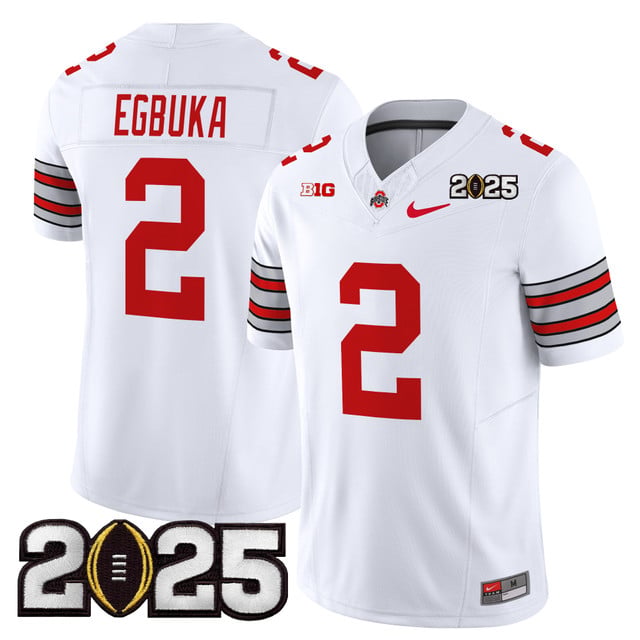 Men's Ohio State Buckeyes 'Heritage Stripe' 2025 CFP Final Patch Vapor Limited Jersey #2 Emeka Egbuka