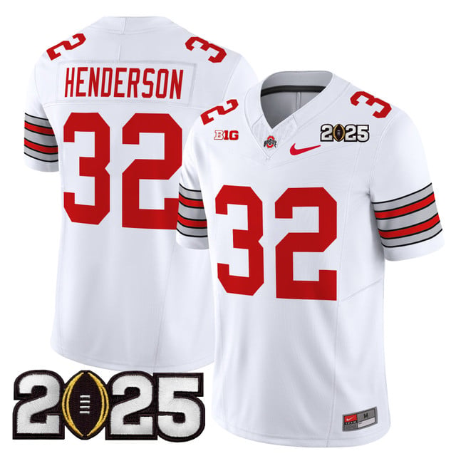 Men's Ohio State Buckeyes 'Heritage Stripe' 2025 CFP Final Patch Vapor Limited Jersey #32 Treveyon Henderson