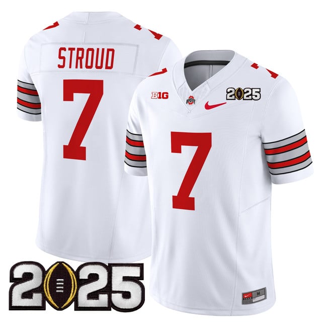 Men's Ohio State Buckeyes 'Heritage Stripe' 2025 CFP Final Patch Vapor Limited Jersey #7 C J Stroud