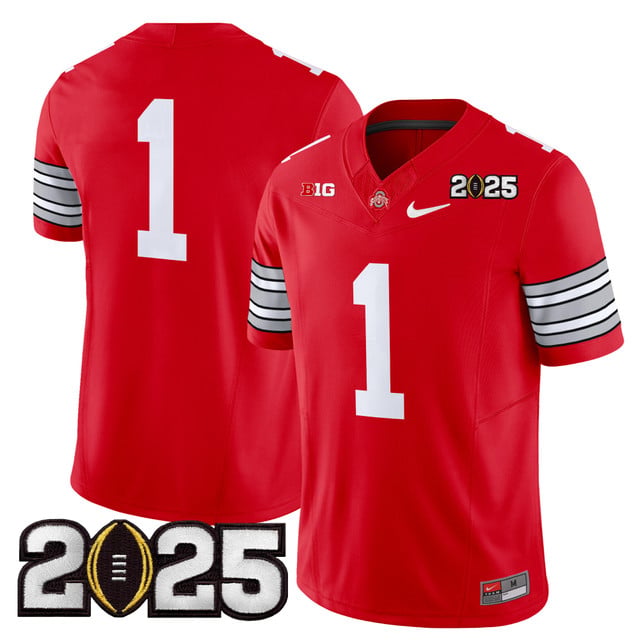 Men's Ohio State Buckeyes 'Heritage Stripe' 2025 CFP Final Patch Vapor Limited Jersey red #1