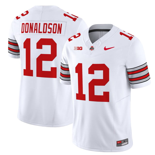 Men's Ohio State Buckeyes 'Heritage Stripe' 202526 Vapor Limited Jersey #12 CJ Donaldson