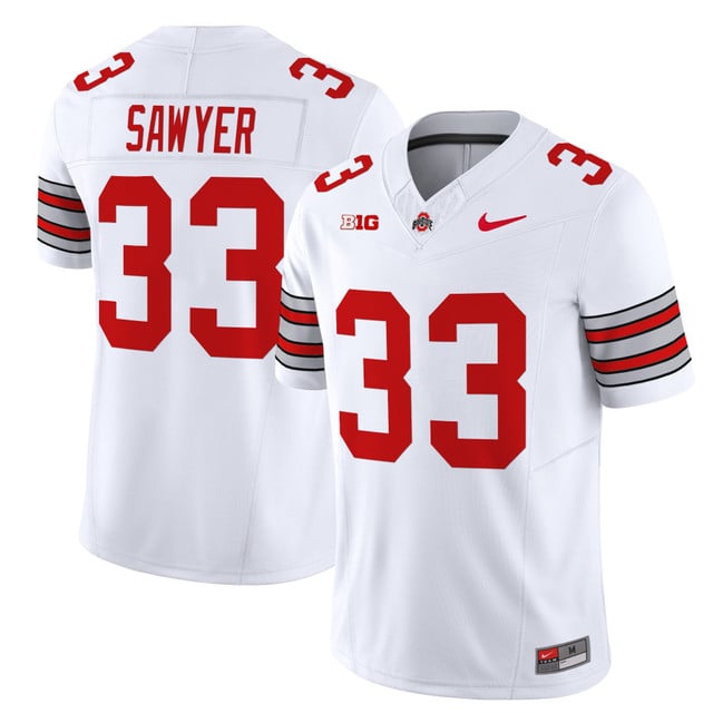 Men's Ohio State Buckeyes 'Heritage Stripe' 202526 Vapor Limited Jersey #33 Jack Sawyer