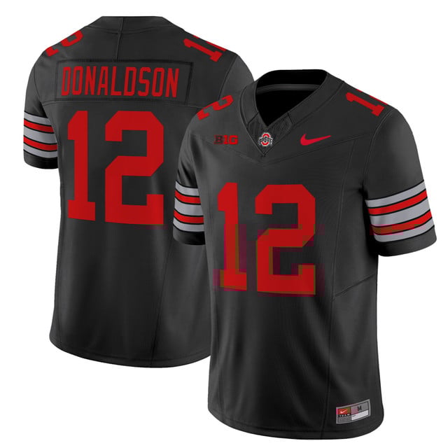Men's Ohio State Buckeyes 'Heritage Stripe' 202526 Vapor Limited Jersey black #12 CJ Donaldson
