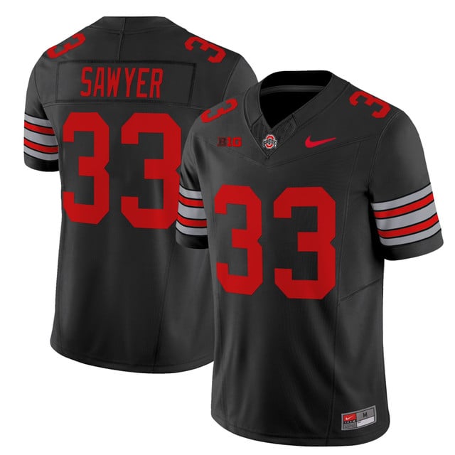 Men's Ohio State Buckeyes 'Heritage Stripe' 202526 Vapor Limited Jersey black #33 Jack Sawyer