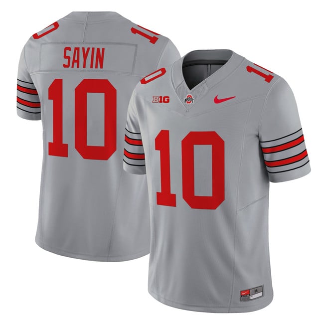Men's Ohio State Buckeyes 'Heritage Stripe' 202526 Vapor Limited Jersey gray #10 Julian Sayin
