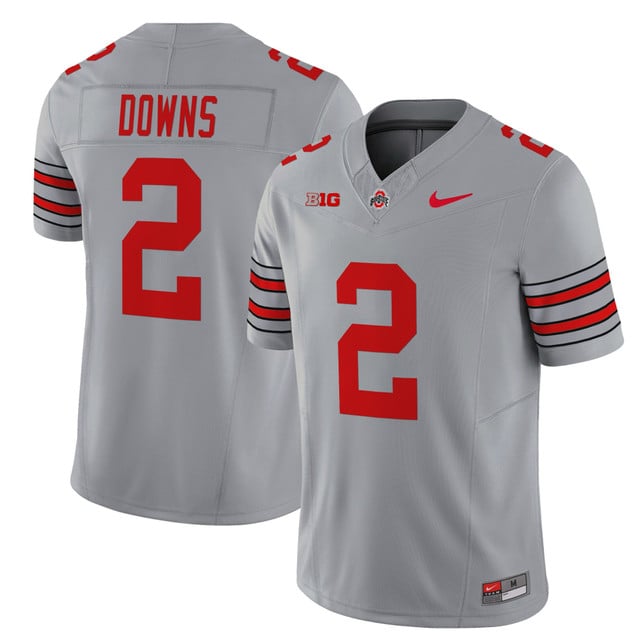 Men's Ohio State Buckeyes 'Heritage Stripe' 202526 Vapor Limited Jersey gray #2 Caleb Downs