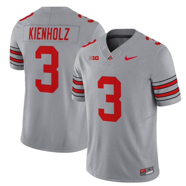 Men's Ohio State Buckeyes 'Heritage Stripe' 202526 Vapor Limited Jersey gray #3 Lincoln Kienholz