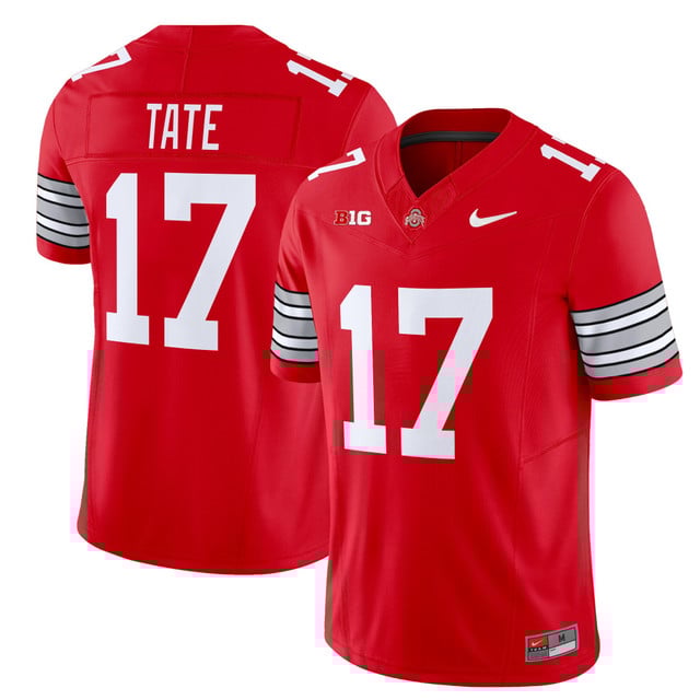 Men's Ohio State Buckeyes 'Heritage Stripe' 202526 Vapor Limited Jersey red #17 Carnell Tate