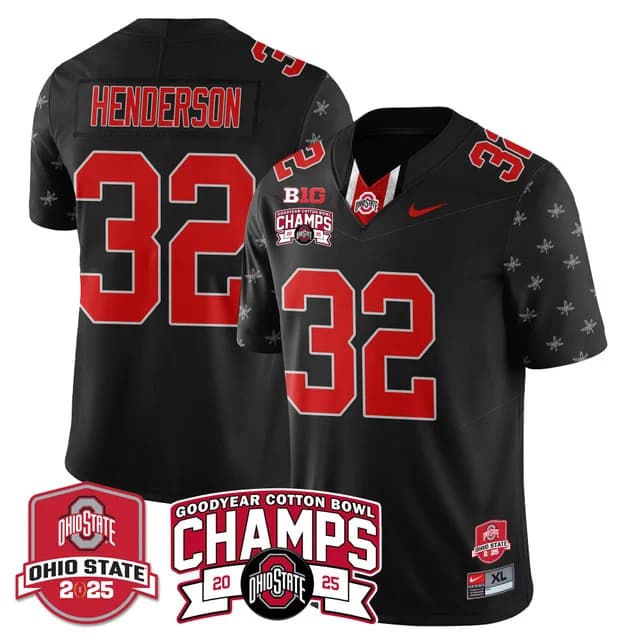Men's Ohio State Buckeyes 2024 Cotton Bowl Champions Gold Jersey N5 - All Stitched Black  Limited