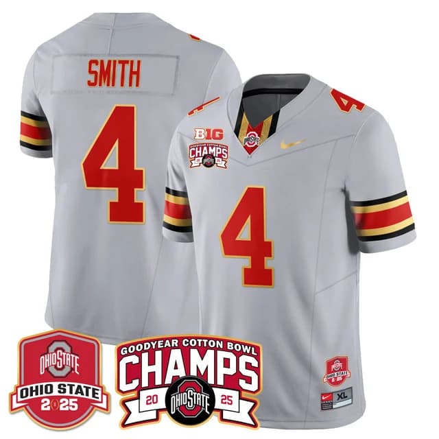 Men's Ohio State Buckeyes 2024 Cotton Bowl Champions Gold Jersey N5 - All Stitched Jeremiah    Smith - 4