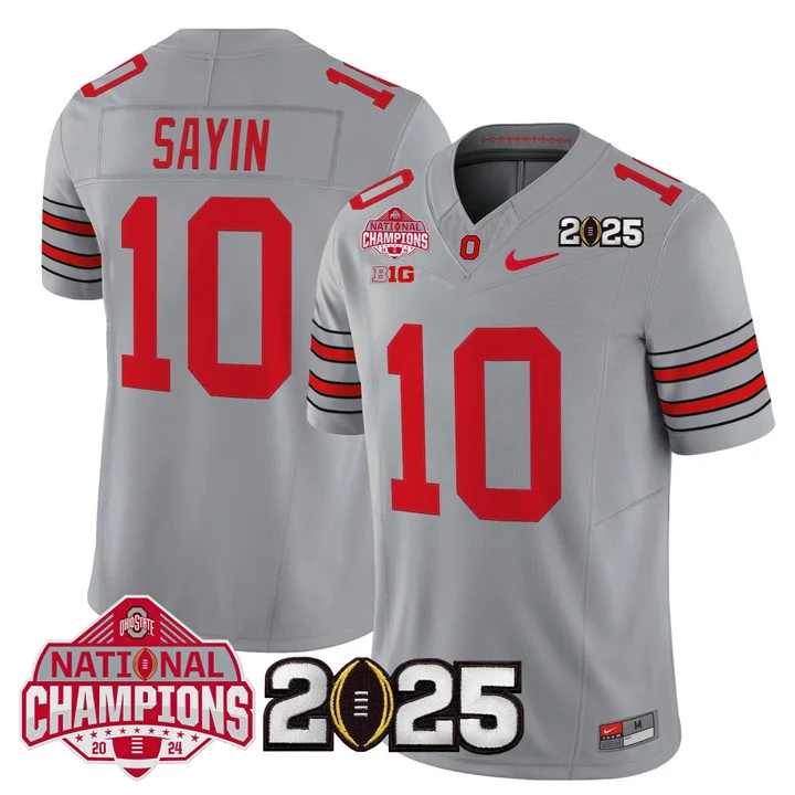 Men's Ohio State Buckeyes 2026 Tunnel Vision National Champions Patch Vapor Limited Jersey gray 10 Julian Sayin