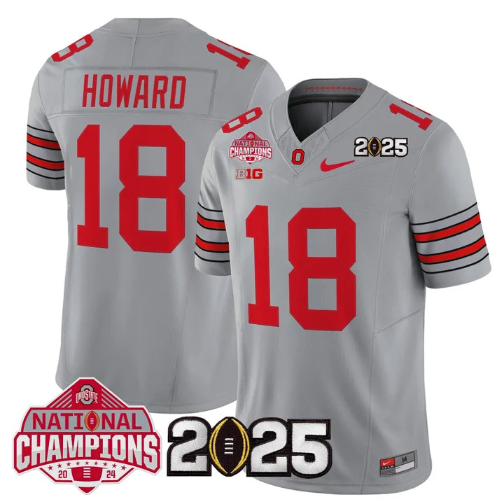 Men's Ohio State Buckeyes 2026 Tunnel Vision National Champions Patch Vapor Limited Jersey gray 18 Will Howard