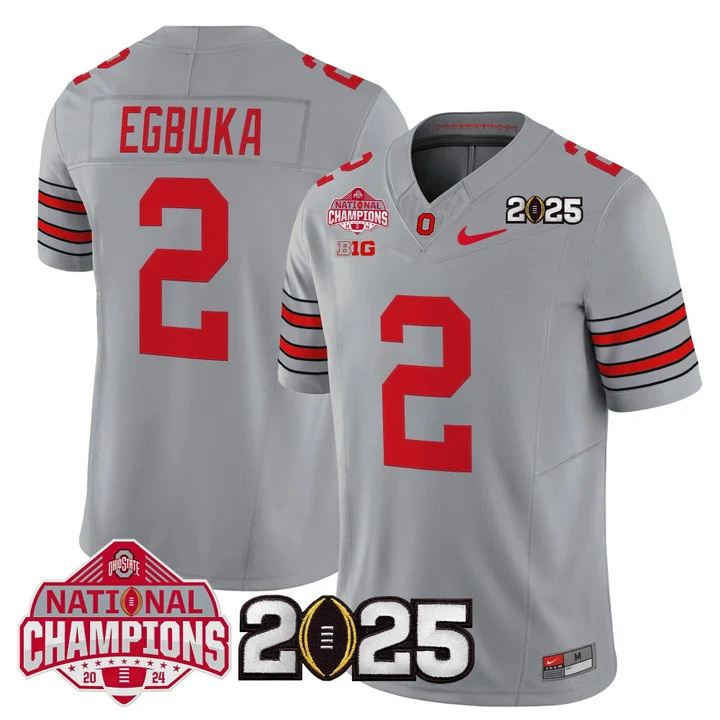 Men's Ohio State Buckeyes 2026 Tunnel Vision National Champions Patch Vapor Limited Jersey gray 2 Emeka Egbuka