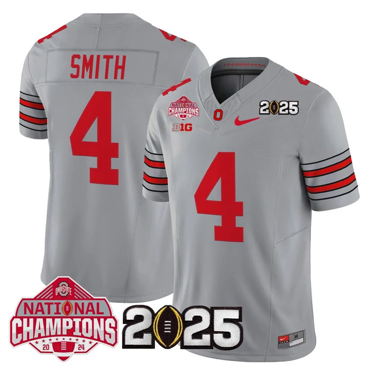 Men's Ohio State Buckeyes 2026 Tunnel Vision National Champions Patch Vapor Limited Jersey gray 4 Jeremiah Smith