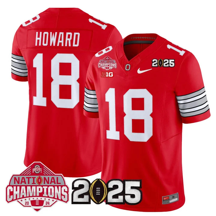 Men's Ohio State Buckeyes 2026 Tunnel Vision National Champions Patch Vapor Limited Jersey red 18 Will Howard