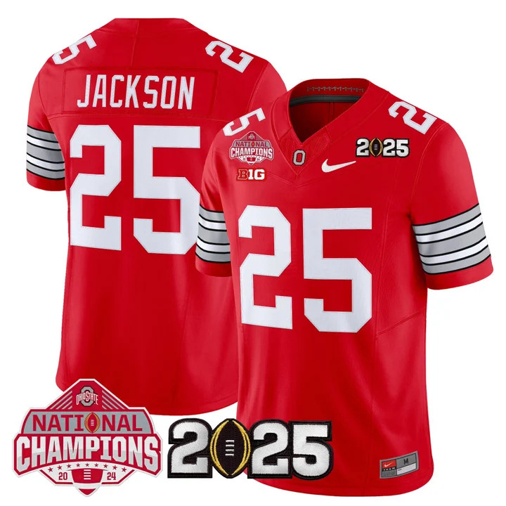 Men's Ohio State Buckeyes 2026 Tunnel Vision National Champions Patch Vapor Limited Jersey red 25 Bo Jackson