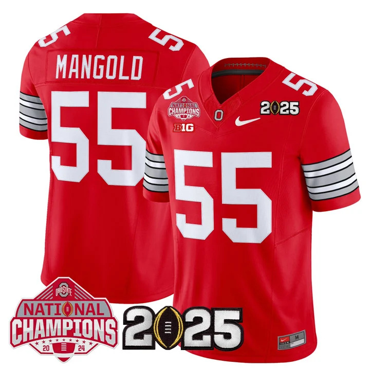 Men's Ohio State Buckeyes 2026 Tunnel Vision National Champions Patch Vapor Limited Jersey red 55 Nick Mangold
