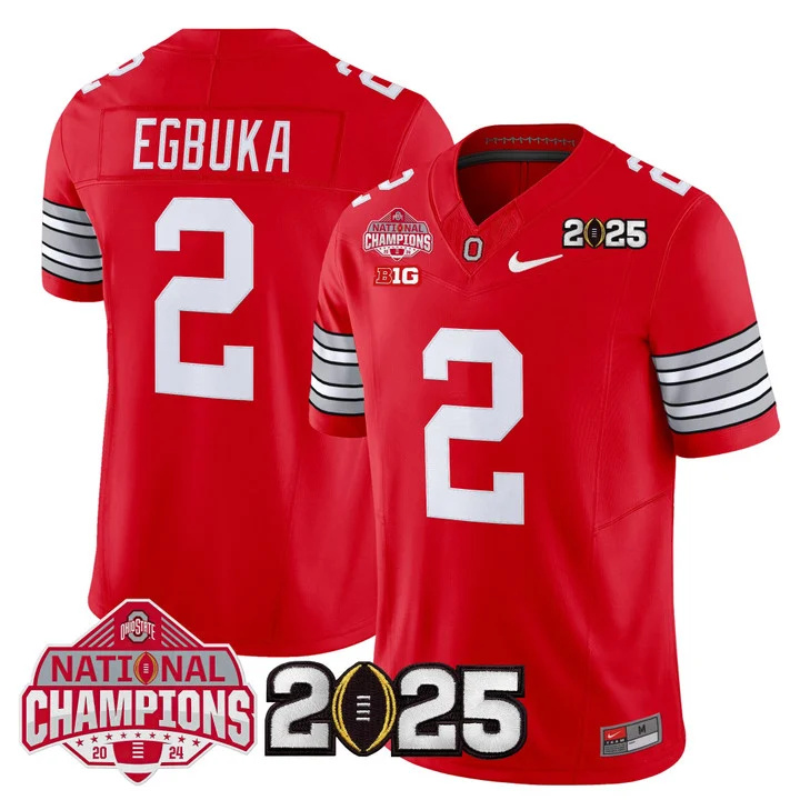 Men's Ohio State Buckeyes 2026 Tunnel Vision National Champions Patch Vapor Limited Jersey red2 Emeka Egbuka
