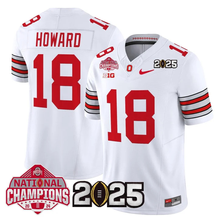 Men's Ohio State Buckeyes 2026 Tunnel Vision National Champions Patch Vapor Limited Jersey white 18 Will Howard