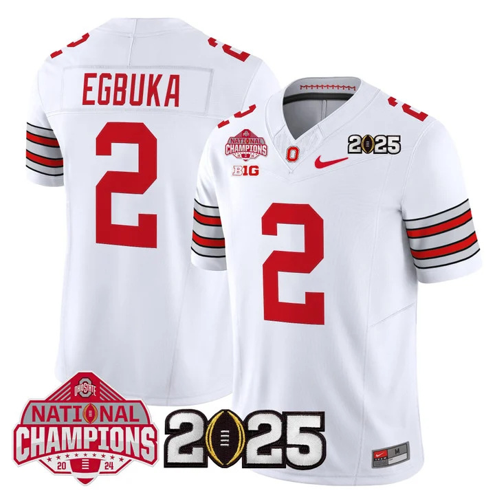 Men's Ohio State Buckeyes 2026 Tunnel Vision National Champions Patch Vapor Limited Jersey white 2 Emeka Egbuka