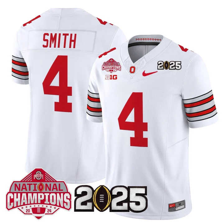 Men's Ohio State Buckeyes 2026 Tunnel Vision National Champions Patch Vapor Limited Jersey white 4 Jeremiah Smith