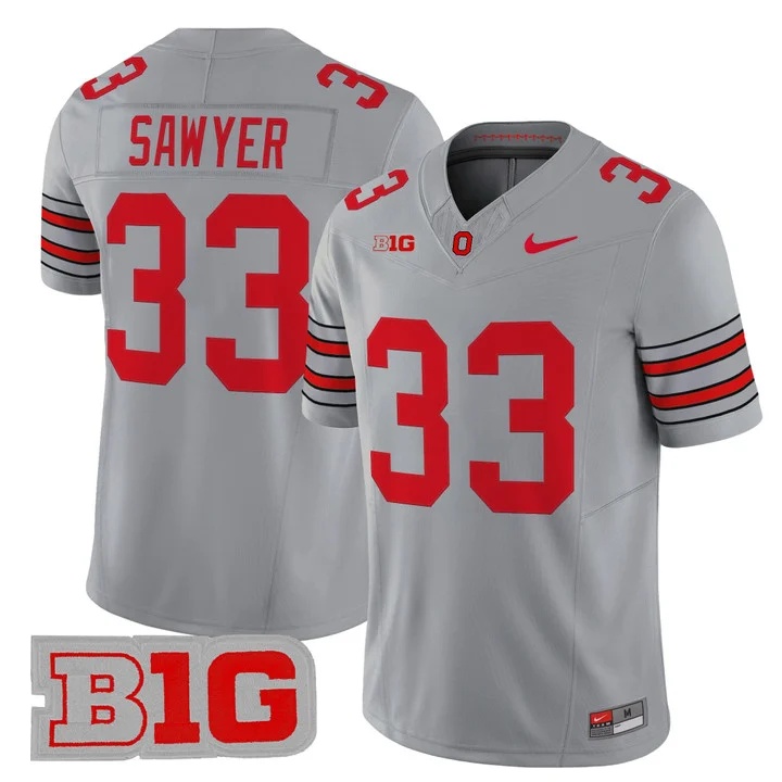 Men's Ohio State Buckeyes 2026 Tunnel Vision Vapor Limited Jersey GRAY #33 JACK SAWYER