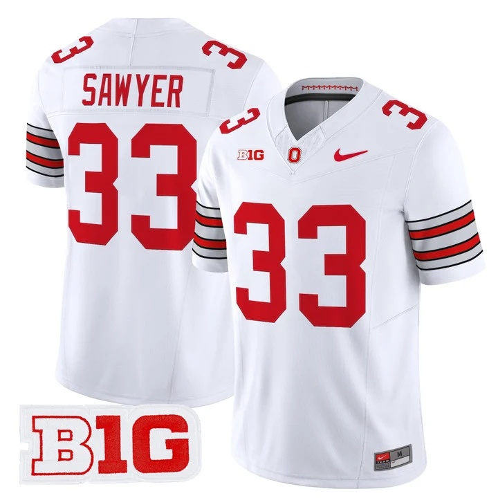 Men's Ohio State Buckeyes 2026 Tunnel Vision Vapor Limited Jersey WHITE #33 JACK SAWYER