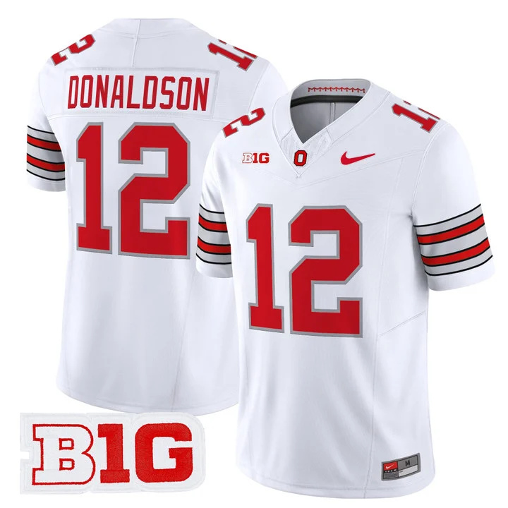 Men's Ohio State Buckeyes 2026 Tunnel Vision Vapor Limited Jersey white  12 CJ Donaldson